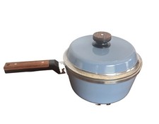 Vintage KF Kitchen Fair Cast Aluminum Sauce Pan Non Stick 9” With Lid Blue picture