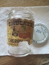 HTF Vintage Smuckers Cherry  Jelly jar Small Grade A fancy Empty Collectible .29 picture