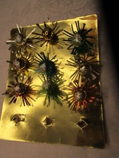 Lot of 9 Vintage Mercury Glass Tinsel Christmas Package Ties Atomic Starburst picture