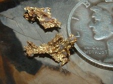 2 CRYSTALLINE GOLD SPECIMENS .4 GRAM NATURAL GOLD AND QUARTZ picture
