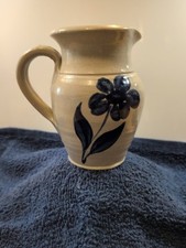 Colonial Williamsburg Stoneware Pitcher with Blue Floral Design picture
