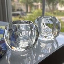 VTG Shannon Crystal Designs Of Ireland Candle Holders Tea Light Acid Etched EUC picture