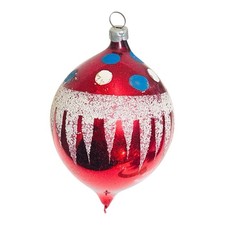 Vintage West Germany Mica Polkadot Teardrop Glass Ornament picture