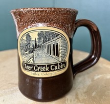 Deneen Pottery Mug 2017 Deer Creek Cabin Bailey Colorado Brown Drip 14oz Coffee picture
