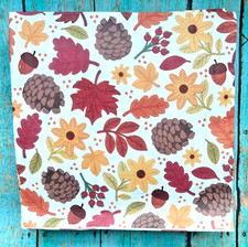 24 Fall Party Autumn Leaves Pinecones Sunflowers Paper Napkins 6.5