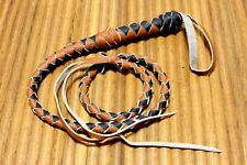 Vintage 6 Ft Rawhide Leather Bullwhip Black & Brown Braided Indiana Jones Style picture