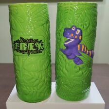 Orlando Cafe Tiki Cup Dinosaur Tumbler 2 TRex Purple Green Jungle Ceramic Luau  picture