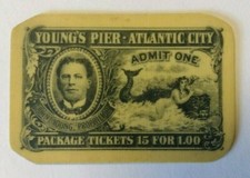 1880's Young's Pier Atlantic City New Jersey Admit One Celluloid Ticket picture