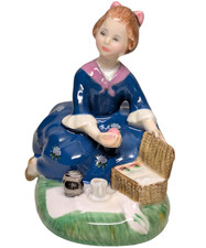 Vintage Royal Doulton PICNIC Bone China Girl Figurine HN 2308 Floral 1964 picture