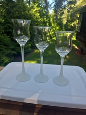 PartyLite Iced Crystal Trio Glass Votive Candle Holders Set of 3 Frosted Stem picture