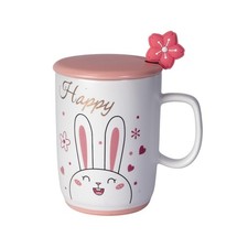 Urban Tokyo Bunny Ceramic Mug with Lid & Spoon, 12.5oz Kawaii Cup picture