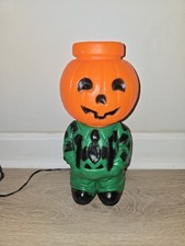 Vtg Mr Blinky Blow Mold pumpkin farmer Halloween Jack O Lantern Scarecrow Rare picture