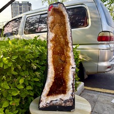 63LB Natural citrine geode quartz cluster crystal Cathedrals specimen Healing picture
