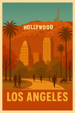 Vintage Los Angeles Poster c1940s - Hollywood Retro Art Print 🌴 24x32” picture