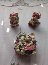 Vintage GANZ 1990s Little Cheesers Christmas Mouse Ornaments Lot Of 3 picture
