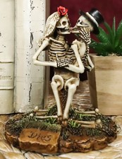 Love Never Dies Wedding Skeleton Hot Couple Making Out Statue Day Of The Dead picture