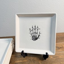 Magenta RAE DUNN 8.5”Square Plate Skeleton Hand Set Of 6 picture
