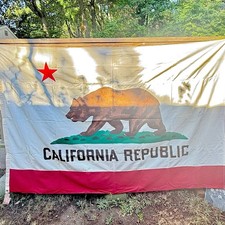 Vintage Pioneer Flag Co California Republic Bear Flag 5x7.5 Cotton Bunting picture