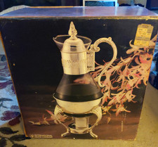 Vintage 1987 International Silver Company Carafe With Warming Candle 10 Cup picture