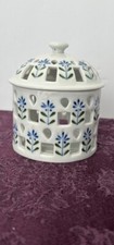 VTG Royal Collection Porcelain Holder with Lid Hand Cut & Painted Blue And White picture