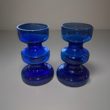 2 Vintage Finnish Cobalt Blue Vases The Hoop Vase by Tamara Aladin Finland 6.5” picture