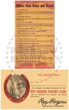 ROY ROGERS RIDERS CLUB MEMBERSHIP CARD - VINTAGE REPRINT picture