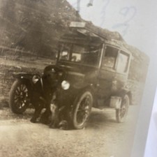 Vtg 1910s Auto Car Dog Snapshot Photo Sepia Original Salt Lake City Utah picture