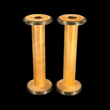2ct Wood Spool Candle Holders 9 in Lightweight Reproduction picture