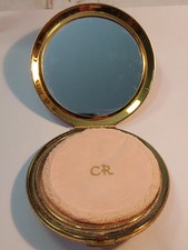1940s VTG CHARLES of the RITZ Lady's Mirror Compact w/ Filigree Gold-Plated Case picture