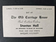 Eat At The Old Carriage House, Stanton Hall, Natchez, Mississippi Business Card picture