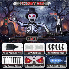 10FT Giant Halloween Inflatable Skeleton with Top Hat, Crawling Yard Decor picture