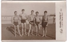 RPPC - Five young, trim, handsome Argentine swimmers  -  Gay interest. picture