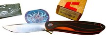 Petrified Fish Knife PF858 Skipper Orange Scales Satin 3.14” D2 Blade Great Feel picture