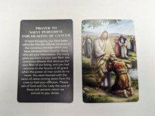 PRAYER TO ST PEREGRINE TO HEAL CANCER (Lot of 2 Laminated Catholic prayer cards picture