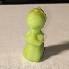 Vintage Fenton Lime Sherbet Satin Praying Girl- Old Style 1978-1980 picture