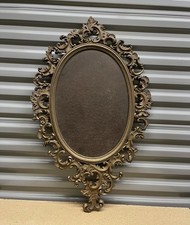 Antique Vintage Victorian Filigree Ornate Brass Oval Frame picture