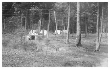 Fire Hose in Woods 1900s Campground Tents Small Wood Structure Camp  -A78 picture
