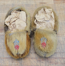 Antique 19th Century Beaded Toddler Moccasins Native American picture