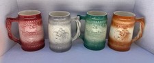 VTG Set Of 4 Ceramic Budweiser Beer Mugs 4 Different Colors 5.25” picture