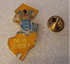 New Jersey State Flag Map lapel pin picture
