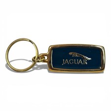 Vintage 1970s Jaguar Blue Enamel Keychain By KARRIERS USA Gold Tone Rare picture