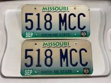 2003 Missouri Pair of License Plates September 518 MCC picture