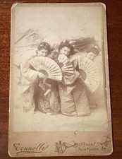 Cabinet Card THREE LITTLE MAIDS Gilbert & Sullivan Mikado 1886 New Haven Photo picture