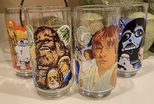 STAR WARS | Burger King | Coca Cola 🔴🟡🔵 1977 Complete Set (4) Drinkin Glasses picture