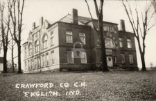Crawford County Courthouse, English IN Indiana RPPC Photo Postcard COPY picture