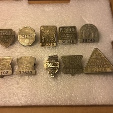 Lot of 10 Vintage Illinois Licensed Chauffeur Badges Consecutive Years 1933-1942 picture