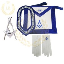 MASONIC REGALIA BLUE LODGE junior deacon apron set chain collar,gloves,apron picture