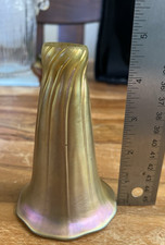 Antique Steuben Glass Gold Aurene Fluted Lamp Shade c1900-1920's 5