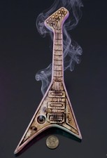 Vintage 1995 Fashion Victim Ceramic Flying V Guitar Incense Stick Cone Burner picture