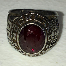 ArtCarved Sterling TIGERS Class Ring Red Stone 1982 High School Theme size 7 picture